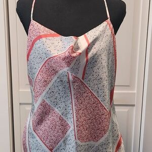 Express Red and White Printed Silk Camisole